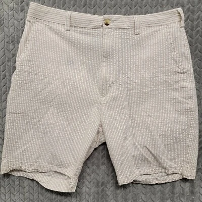 Pantalones Cortos Alan River Seersucker Beige Tostado Blanco Para Hombre Talla 36 Foto 1 de 4