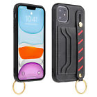 For Iphone 14 Plus Case Protective Pu Leather Cover W/ Card Slot And Hand Grip
