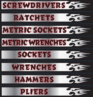 BRANDED Magnetic Labels For Tool Box Garage Drawer Mechanic Tools Chest Organizer Label