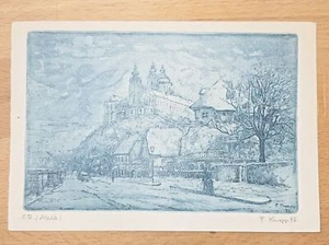 Stich Radierung F. Knapp Melk an der Donau Straße - Bild 1 von 1