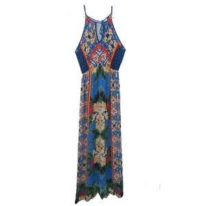 Jealous Tomatenblau Hawaii Sommerkleid Maxi kleine Träger Kreuzfahrt Sommerkleid - Bild 1 von 12