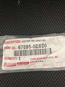 Genuine Toyota Weatherstrip 67895-0E020 - Picture 1 of 2