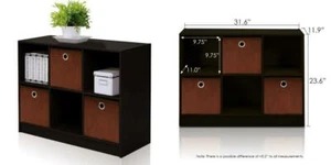 Furinno 99940 EX/BR 3x2 Bookcase Storage with Bins, Espresso/Brown - Picture 1 of 4
