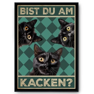 Bist du am Kacken? Katzen Poster Badezimmer Gästebad Wandbild Klo Toilette Deko - Bild 1 von 10
