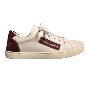 Dolce & Gabbana Zapatos Blanco Ante Cuero Bajo Top Zapatillas EU37.5/US7 600usd - Imagen 1 de 9