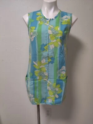 Vintage 60's Women's Mod Floral Print Zip Up Pocket Smock Lori Lynn Sz 12 *read - Image 1 of 4