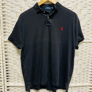 Polo Ralph Lauren Shirt Mens Large Black Red Pony Logo Custom Fit Pure Cotton - Foto 1 di 5