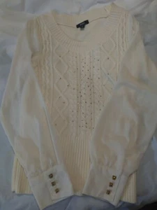 XOXO women's cable knit cotton acrylic sweater sleeves polyester sheer M - Picture 1 of 9