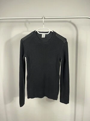 Armani Exchange Ribbed Knit Pullover with Dual Side Zippers Black Top - Image 1 of 4