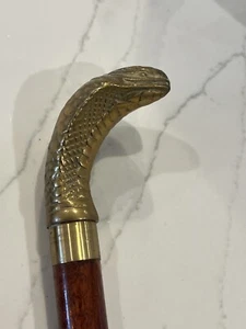 Working Style Brass Antique Cobra Head Handle Wooden Walking Stick Cane HANDLE - Picture 1 of 16