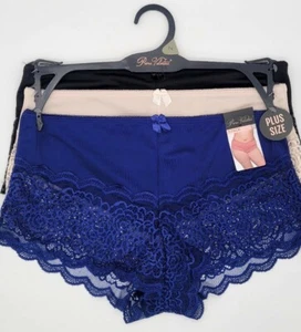 Prima Valentina ~ 3-Pair Women's Underwear Panties Lace Plus Size: 1X, 2X, 3X - Picture 1 of 24