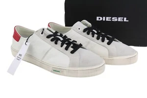 Diesel S-mydori LC Herren Sneakers EU46 Weißes Leder Mandel Zeh Geschnürt UVP - Bild 1 von 11