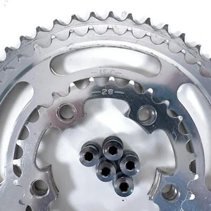 Sakae Vintage Half-Step Plus Alloy Chainring Set 50/45/28, 86mm BCD - Picture 1 of 10