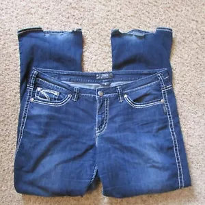 Jeans Argento Frances 18 Baffi Ricamati Pkts Zip Fly Jeans Polsino Danneggiato - Foto 1 di 3
