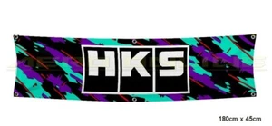 HKS Long Garage Wall Flag For Honda Toyota Nissan Mazda Suzuki GTR Skyline Evo - Picture 1 of 1