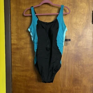 Swimsuits for All Women's Plus Size Chlorine Resistant Zip Front One Piece Sz 16 - Picture 1 of 6