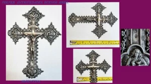 Interessante croce antica in argento con santi Gesù Cristo 20 cm x 15 cm 147 gr. - Foto 1 di 10