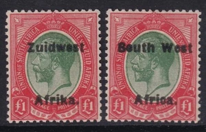 SOUTH WEST AFRICA - SG40- 1923-26 £1 GREEN & RED - mounted MINT CAT £325 - Picture 1 of 2