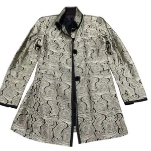 Chaqueta para mujer Nina Mclemore talla 2 dorada negra cachemira abrigo brillante formal - Imagen 1 de 12