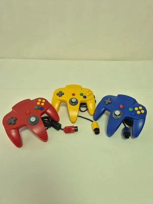 N64 Nintendo 64 Controller Pads X 3 Red Yellow Blue Tested And Woking - Image 1 of 4