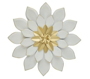 Metal Flower Wall Decor 10.5inch white gold Modern Iron Floral Wall Art Sculp... - Picture 1 of 7