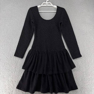Vestido Jackie O vintage para mujer 7 pequeño negro manga larga falda con capas lazo años 80 EE. UU. Foto 1 de 4