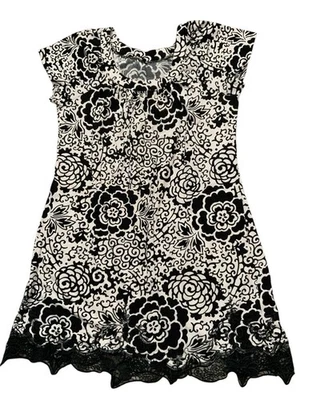 Soma Intimates Black & White  Print Nightgown Short Sleeve Dress Women’s Large - Image 1 of 4