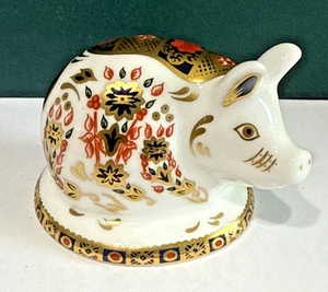 Pisapapeles Royal Crown Derby ~ CERDO PEQUEÑO ~ COMO NUEVO - Tapón dorado - Imagen 1 de 11