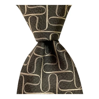 Corbata BURMA BIBAS Para Hombre 100% Seda 57" Diseñador EE. UU. Geométrica Verde/Marfil Usada en Excelente Condición Foto 1 de 3