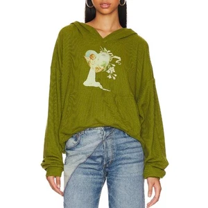 Boys Lie Perpetual Feelings Thermal Hoodie Sweatshirt Olive Green One Size - Picture 1 of 13