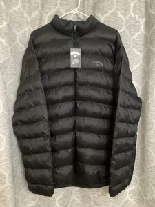 Callaway Golf Puffer Jacket Mens XXL Faux Down Full Zip Pockets Caviar Black NWT - Picture 1 of 8