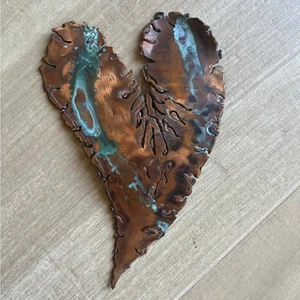 Denice Bizot 2009 Plasma-Cut Copper Metal Heart Sculpture Art Signed  - Bild 1 von 6