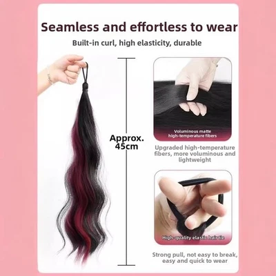 Natural Blended Color Curly Ponytail Hair Extensions Two Pack Double Braids - Image 1 of 4