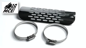 MCE Universal Chrome Motorbike Exhaust Heat Shield 7" long 1-1/2" to 2" Outer - Picture 1 of 8