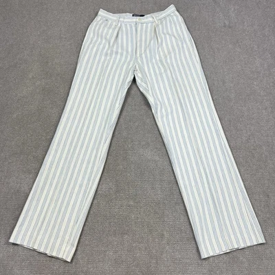 Vintage 80s Polo Ralph Lauren Pinstripe Pleated Chino Pants Mens 30x36 Trousers - Image 1 of 4