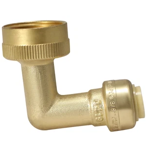 10 PIECES 3/8" PUSH FIT X 3/4" GHT DISHWASHER ELBOW, LEAD FREE BRASS - Picture 1 of 8