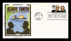 DR JIM STAMPS US COVER WWII ATLANTIC CHARTER FDC COLORANO SILK CACHET - Picture 1 of 2