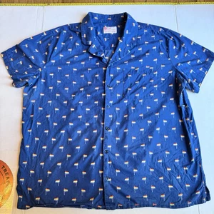 LGBTQ Pride Shirt Rainbow Flags Short Sleeve Button Up Navy Unisex Men’s XXL - Picture 1 of 15