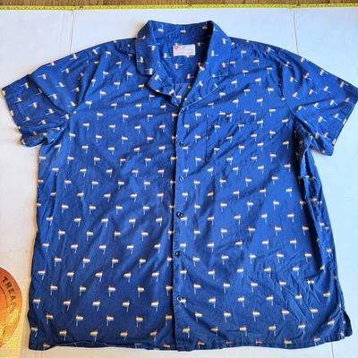 LGBTQ Pride Shirt Rainbow Flags Short Sleeve Button Up Navy Unisex Men’s XXL - Image 1 of 4