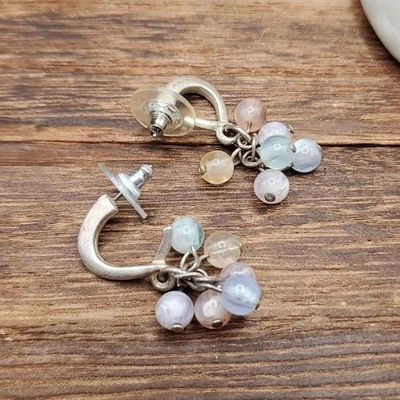 Sterling edwardian pastel jumble Moonstone‎ earrings E412 Foto 1 de 2