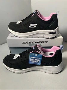 Skechers Arch Comfort 2.0 Women's Trainers In Black/ Purple Size Uk 7 New Boxed - Picture 1 of 7