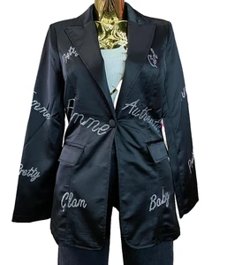 Lizette Collection Damen Blazer glänzende Kristall Buchstaben Gr. L schwarz sehr selten! - Bild 1 von 15