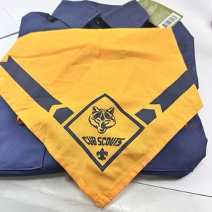 Boy Scouts of America BSA Youth Shirt Cub Blue Sewn on patch Large & scarf - Picture 1 of 5