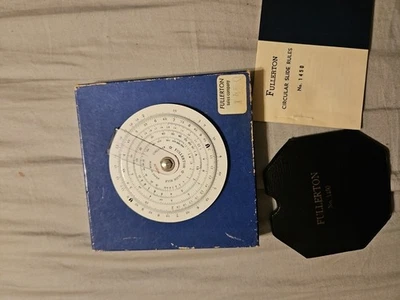 Vintage Fullerton Circular Slide Rule No. 1458 Southern cal savings. Directions  - Image 1 of 4