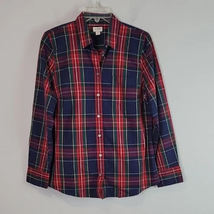BT991 J. Camisa Crew Botón Delantero Rojo Azul Marino Verde Cuadros - Imagen 1 de 6