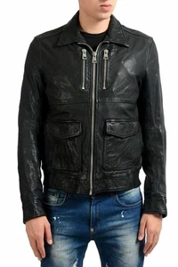 Just Cavalli Men's 100% Leather Black Full Zip Jacket US S IT 48 - Picture 1 of 6