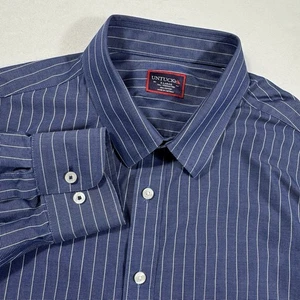 UNTUCKit Gilford WF Shirt Mens X-Large Tall Navy Blue Striped LS Button Up EUC - Picture 1 of 10
