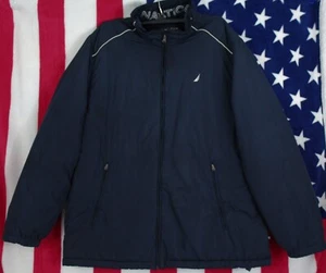 NAUTICA Men's XXL (2XL) Navy Blue Full Zip Lined Windbreaker Jacket Coat - Picture 1 of 13