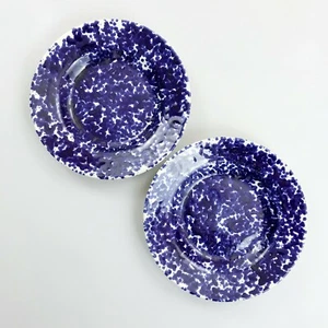 POTTERY BARN Spatter Collection Salad Plates Set of 2 Rare Replacements Blue - Picture 1 of 5