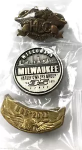 Lotto 3 Spille Harley Davidson Owners Group 1983 2008 2018 Spille & HOG Eagle Milwaukee - Foto 1 di 10